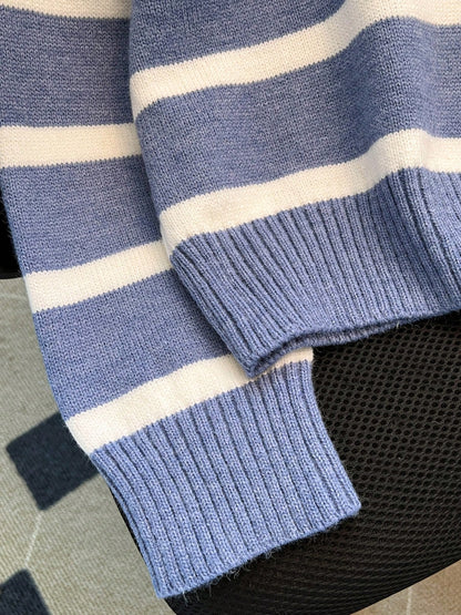 New Autumn/Winter Women Striped Zipper Turtleneck Sweater, Fashion Minimalist Pullover Classic Style,Long Sleeve Tops