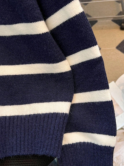 New Autumn/Winter Women Striped Zipper Turtleneck Sweater, Fashion Minimalist Pullover Classic Style,Long Sleeve Tops