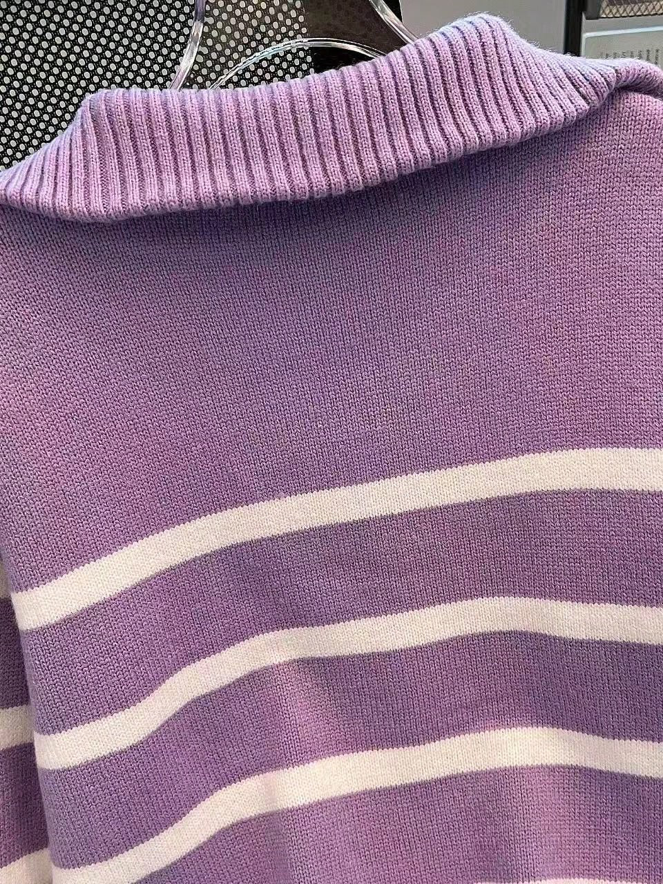 New Autumn/Winter Women Striped Zipper Turtleneck Sweater, Fashion Minimalist Pullover Classic Style,Long Sleeve Tops