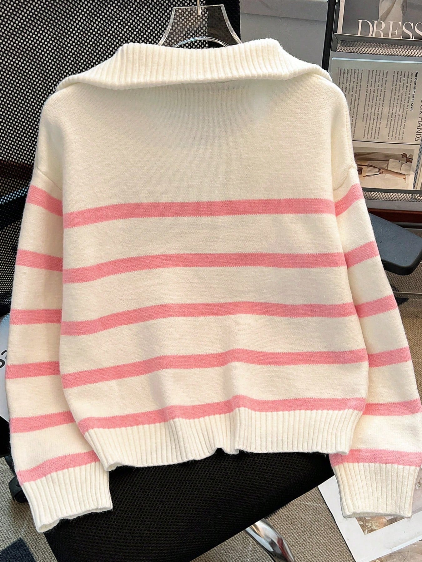 New Autumn/Winter Women Striped Zipper Turtleneck Sweater, Fashion Minimalist Pullover Classic Style,Long Sleeve Tops