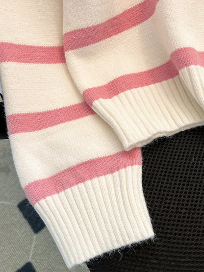 New Autumn/Winter Women Striped Zipper Turtleneck Sweater, Fashion Minimalist Pullover Classic Style,Long Sleeve Tops