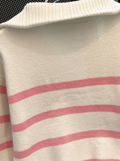 New Autumn/Winter Women Striped Zipper Turtleneck Sweater, Fashion Minimalist Pullover Classic Style,Long Sleeve Tops