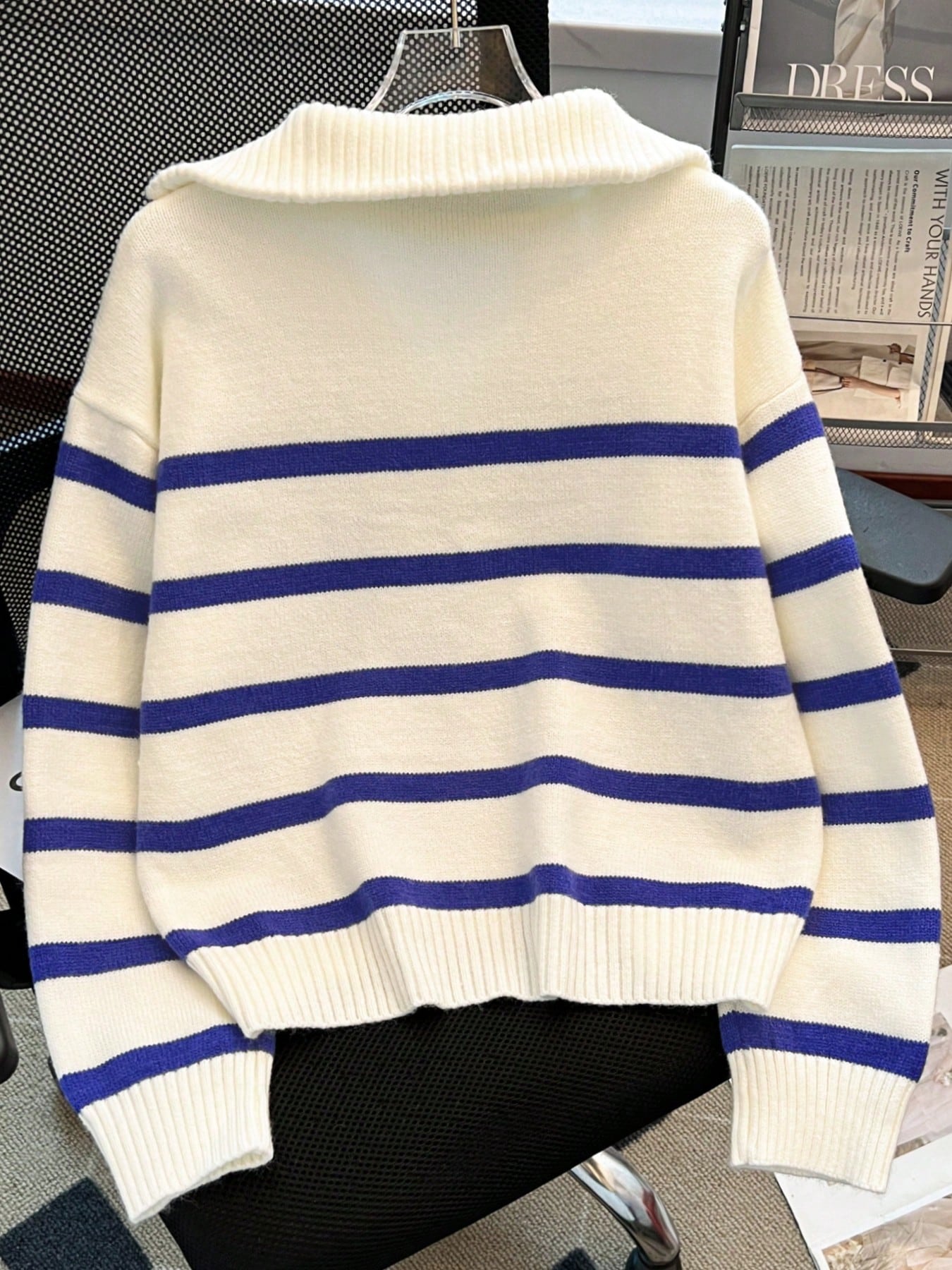 New Autumn/Winter Women Striped Zipper Turtleneck Sweater, Fashion Minimalist Pullover Classic Style,Long Sleeve Tops