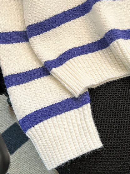 New Autumn/Winter Women Striped Zipper Turtleneck Sweater, Fashion Minimalist Pullover Classic Style,Long Sleeve Tops