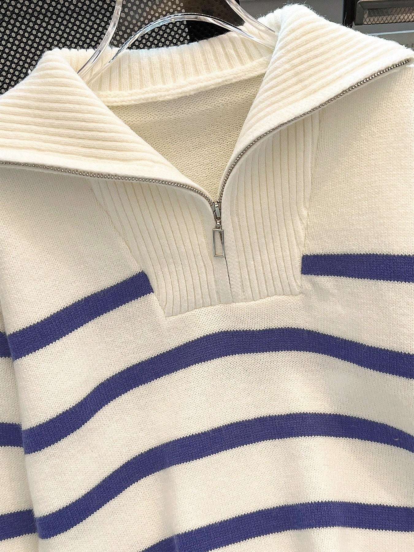 New Autumn/Winter Women Striped Zipper Turtleneck Sweater, Fashion Minimalist Pullover Classic Style,Long Sleeve Tops