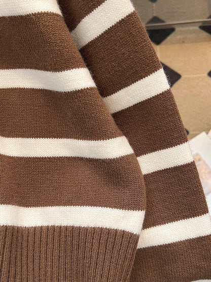 New Autumn/Winter Women Striped Zipper Turtleneck Sweater, Fashion Minimalist Pullover Classic Style,Long Sleeve Tops