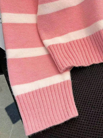 New Autumn/Winter Women Striped Zipper Turtleneck Sweater, Fashion Minimalist Pullover Classic Style,Long Sleeve Tops