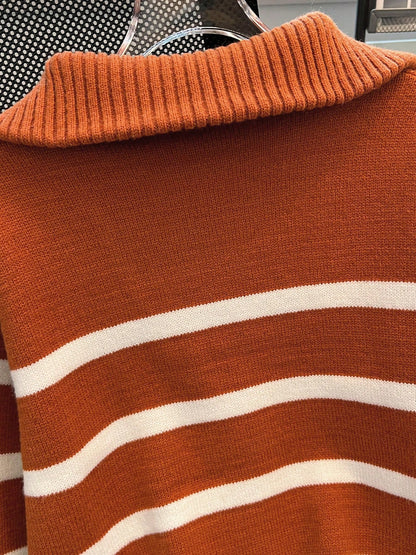 New Autumn/Winter Women Striped Zipper Turtleneck Sweater, Fashion Minimalist Pullover Classic Style,Long Sleeve Tops