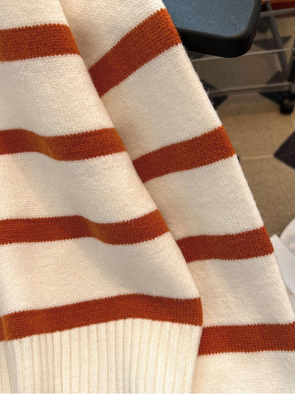 New Autumn/Winter Women Striped Zipper Turtleneck Sweater, Fashion Minimalist Pullover Classic Style,Long Sleeve Tops