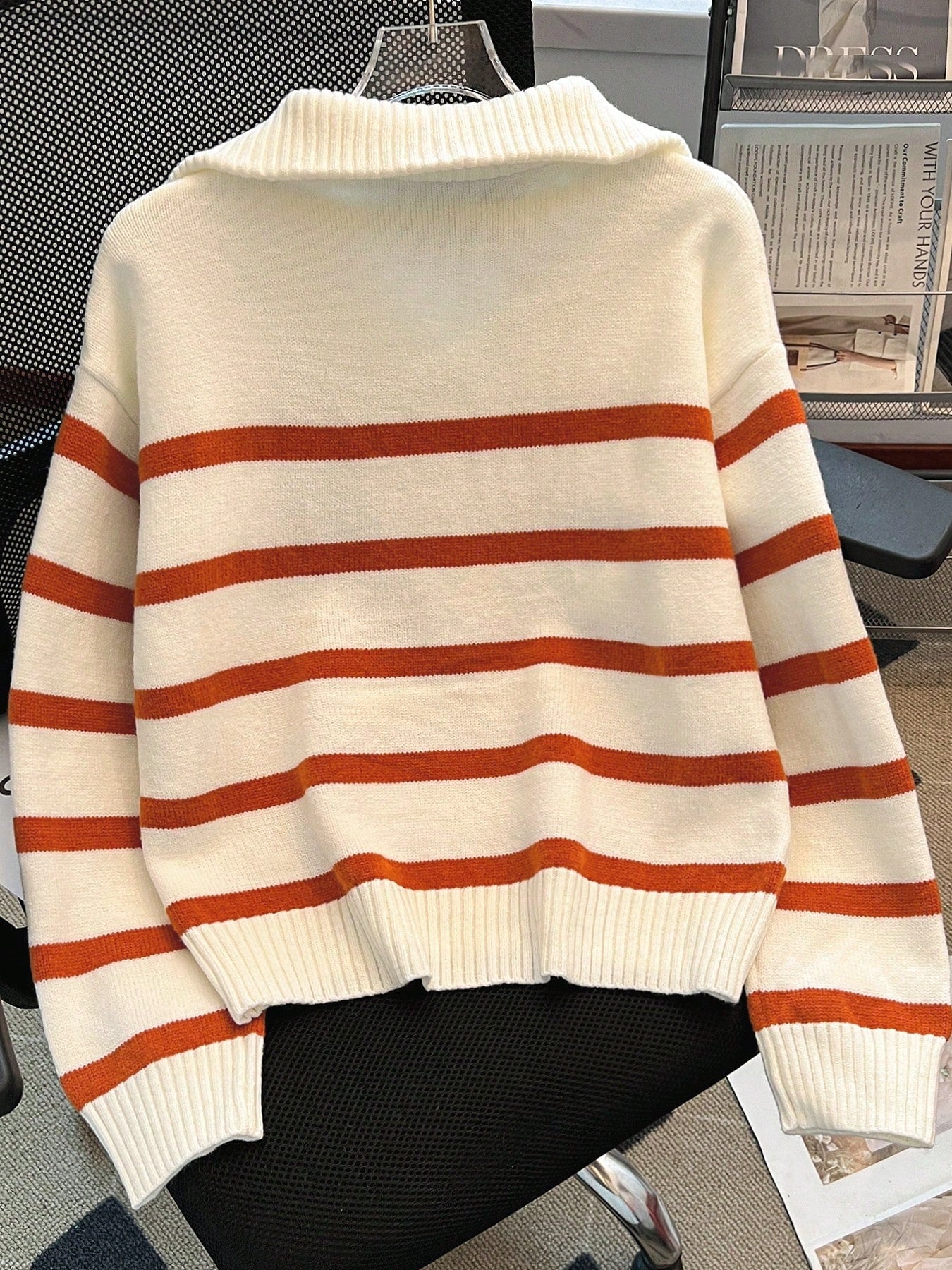 New Autumn/Winter Women Striped Zipper Turtleneck Sweater, Fashion Minimalist Pullover Classic Style,Long Sleeve Tops
