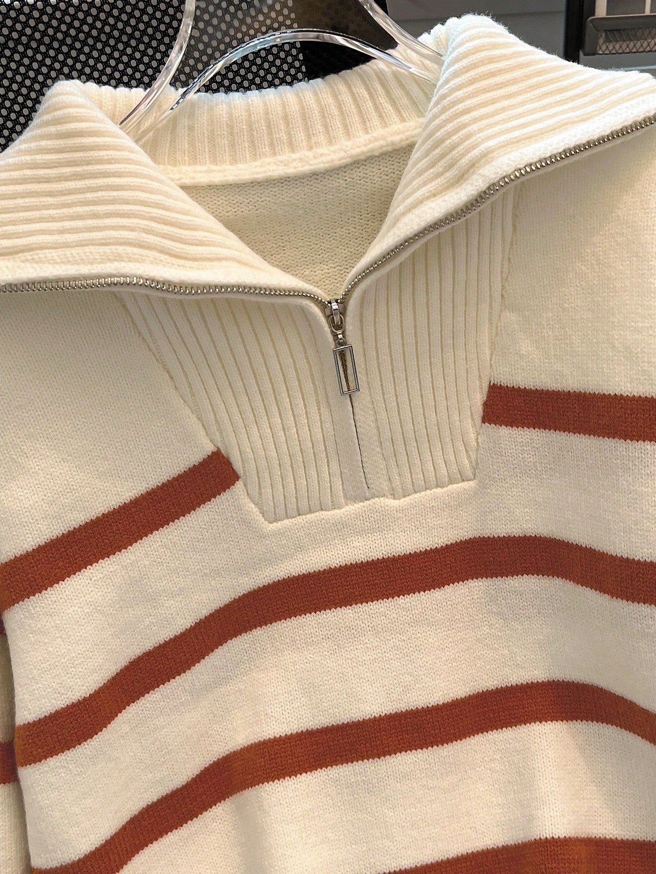 New Autumn/Winter Women Striped Zipper Turtleneck Sweater, Fashion Minimalist Pullover Classic Style,Long Sleeve Tops