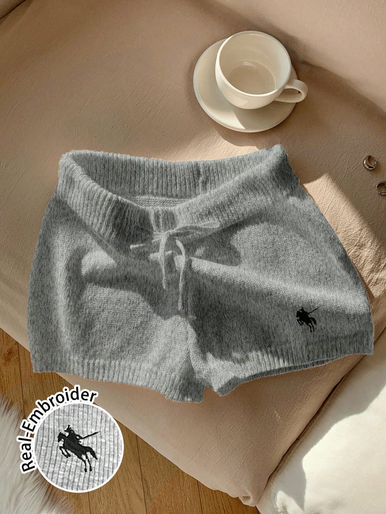 Comfortcana Women Casual Skinny Knit Pants, Versatile, Small Logo Embroidered