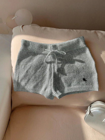 Comfortcana Women Casual Skinny Knit Pants, Versatile, Small Logo Embroidered