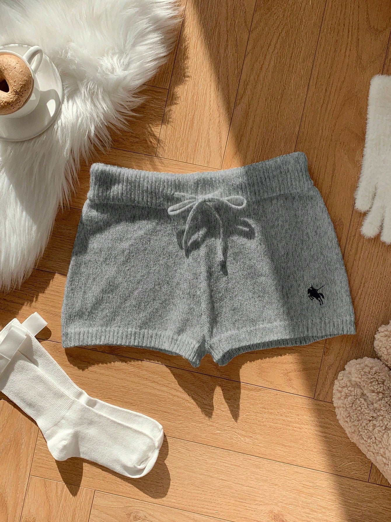 Comfortcana Women Casual Skinny Knit Pants, Versatile, Small Logo Embroidered