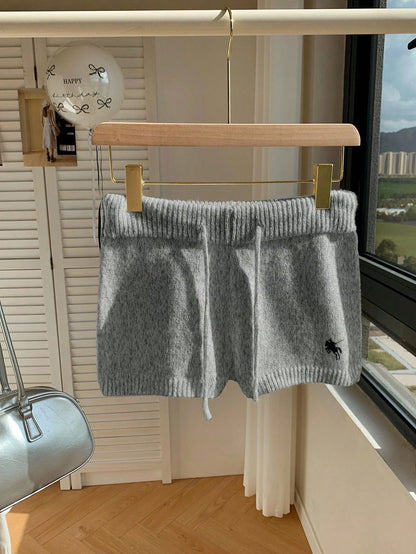 Comfortcana Women Casual Skinny Knit Pants, Versatile, Small Logo Embroidered