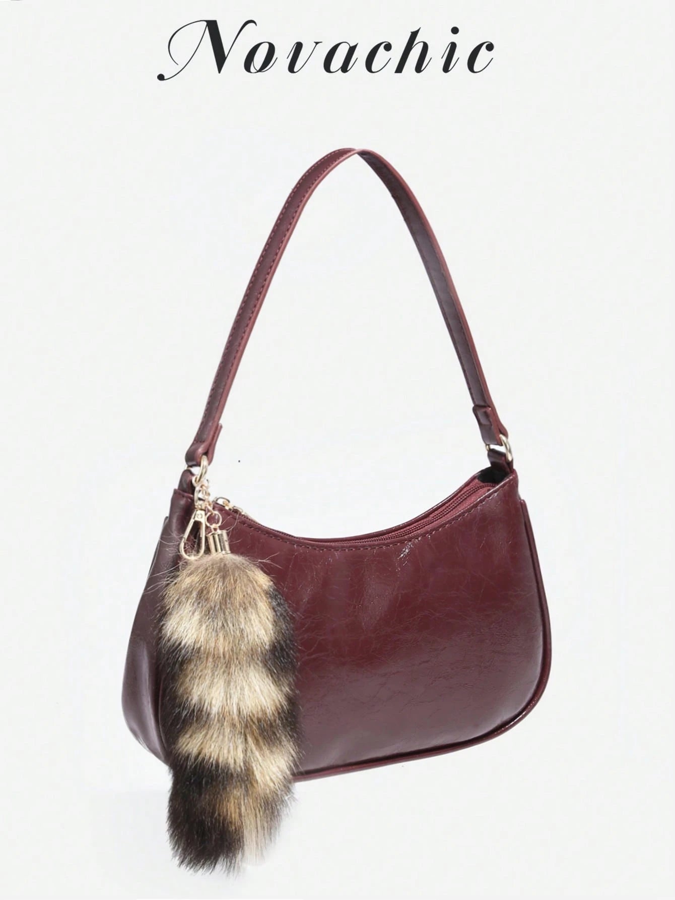 1pc Novachic Women Floral Fabric Casual Shoulder Bag, Zipper Closure, Vintage Style, Underarm Bag, Suitable For Various Occasions