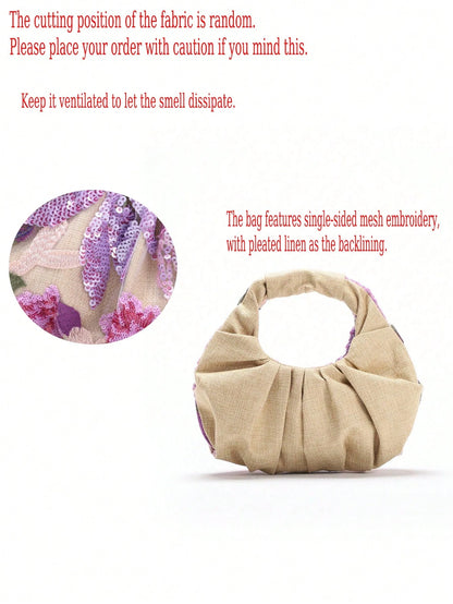 2024 Spring New Arrival Women Handbag, One Piece Of Solid Color Pearl Glossy PU Cloud Bag, Fashionable And Concise Stitching Design With Elegant Elegant For Lady, Foldable And Wrinkled Bag Style.