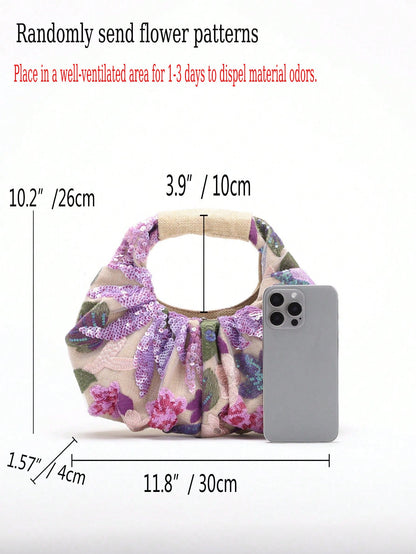 2024 Spring New Arrival Women Handbag, One Piece Of Solid Color Pearl Glossy PU Cloud Bag, Fashionable And Concise Stitching Design With Elegant Elegant For Lady, Foldable And Wrinkled Bag Style.