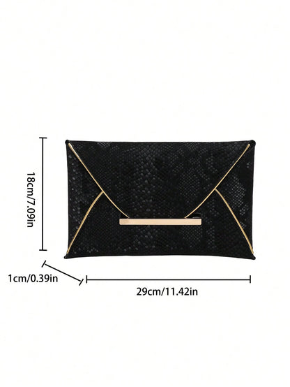 Crocodile Print, Snake Print, Solid Color, Minimalist, Fashionable, Casual PU Clutch, Envelope Bag, Fashionable Clutch Bags For Woman