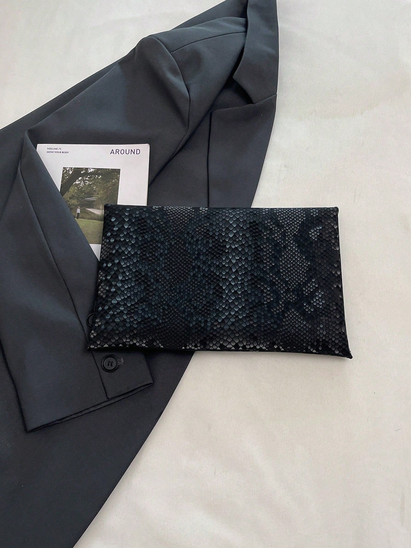 Crocodile Print, Snake Print, Solid Color, Minimalist, Fashionable, Casual PU Clutch, Envelope Bag, Fashionable Clutch Bags For Woman