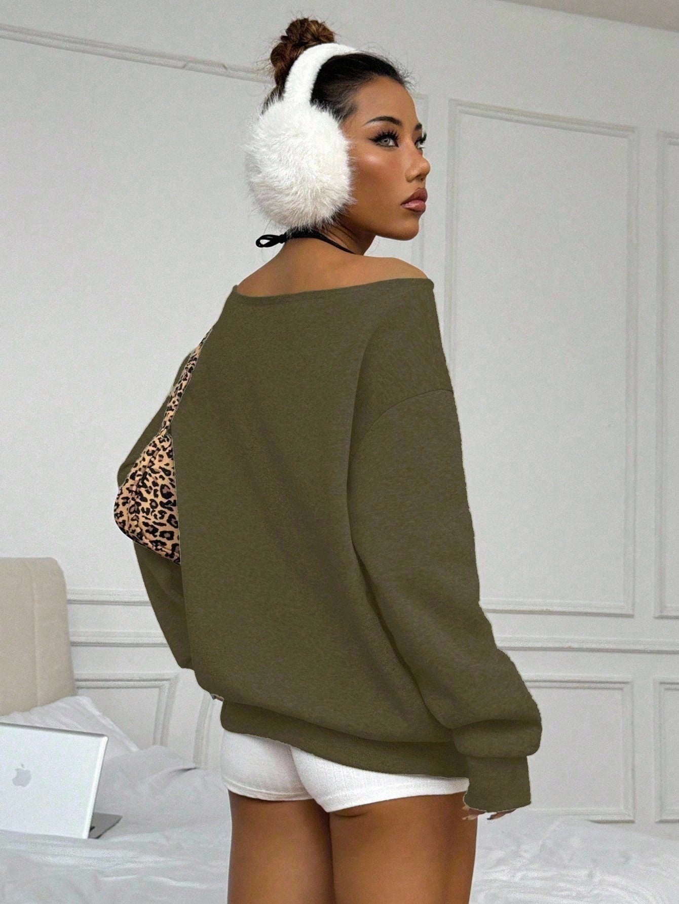 Flirla Solid Color Raglan Sleeve Pocket Design Casual Pullover Sweatshirt,Long Sleeve Tops Graduation,Back To School Outfits,Graduation,Teacher Outfits For Women,Back To School Fall Outfit