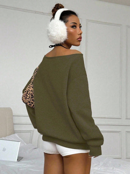 Flirla Solid Color Raglan Sleeve Pocket Design Casual Pullover Sweatshirt,Long Sleeve Tops Graduation,Back To School Outfits,Graduation,Teacher Outfits For Women,Back To School Fall Outfit