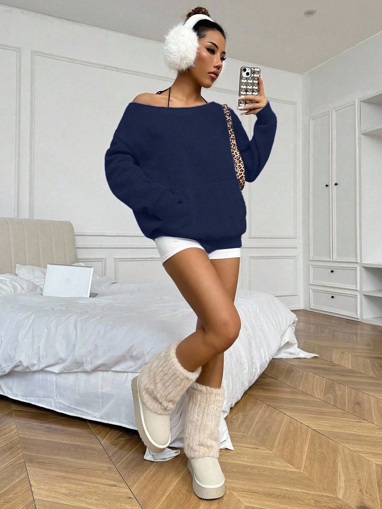 Flirla Solid Color Raglan Sleeve Pocket Design Casual Pullover Sweatshirt,Long Sleeve Tops Graduation,Back To School Outfits,Graduation,Teacher Outfits For Women,Back To School Fall Outfit