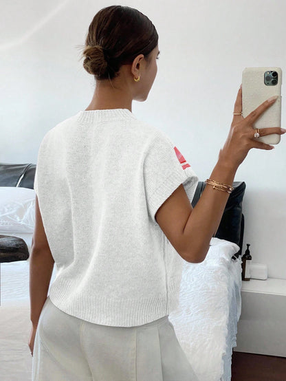 Siren Gaze Women's Casual Elegant Short Sleeve Knit Sweater, Suitable For Summer,Knitted Sweater