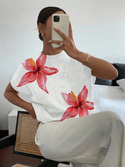 Siren Gaze Women's Casual Elegant Short Sleeve Knit Sweater, Suitable For Summer,Knitted Sweater