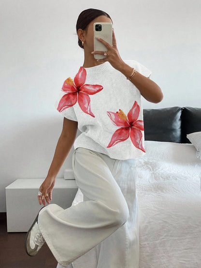 Siren Gaze Women's Casual Elegant Short Sleeve Knit Sweater, Suitable For Summer,Knitted Sweater