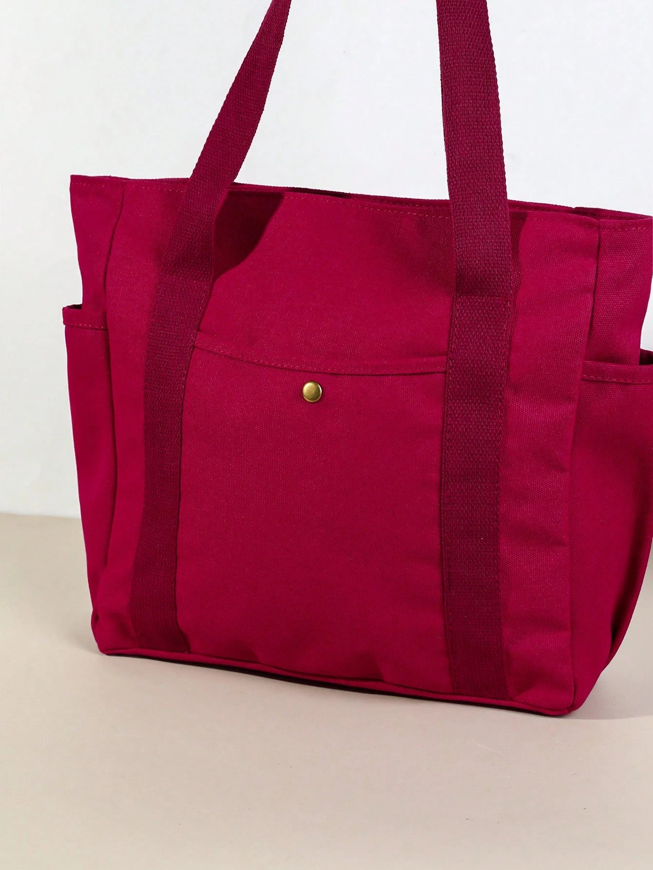 SHEIN X Milania Multi Pocket Tote Bag For Women Canvas Bag With Handle Bag Large Capacity Purse Reusable Handbag, Canvas Tote Bag, Perfect For Daily Use And Travel, Tote Bags For Students, Multiple Compartments, Perfect For Beach