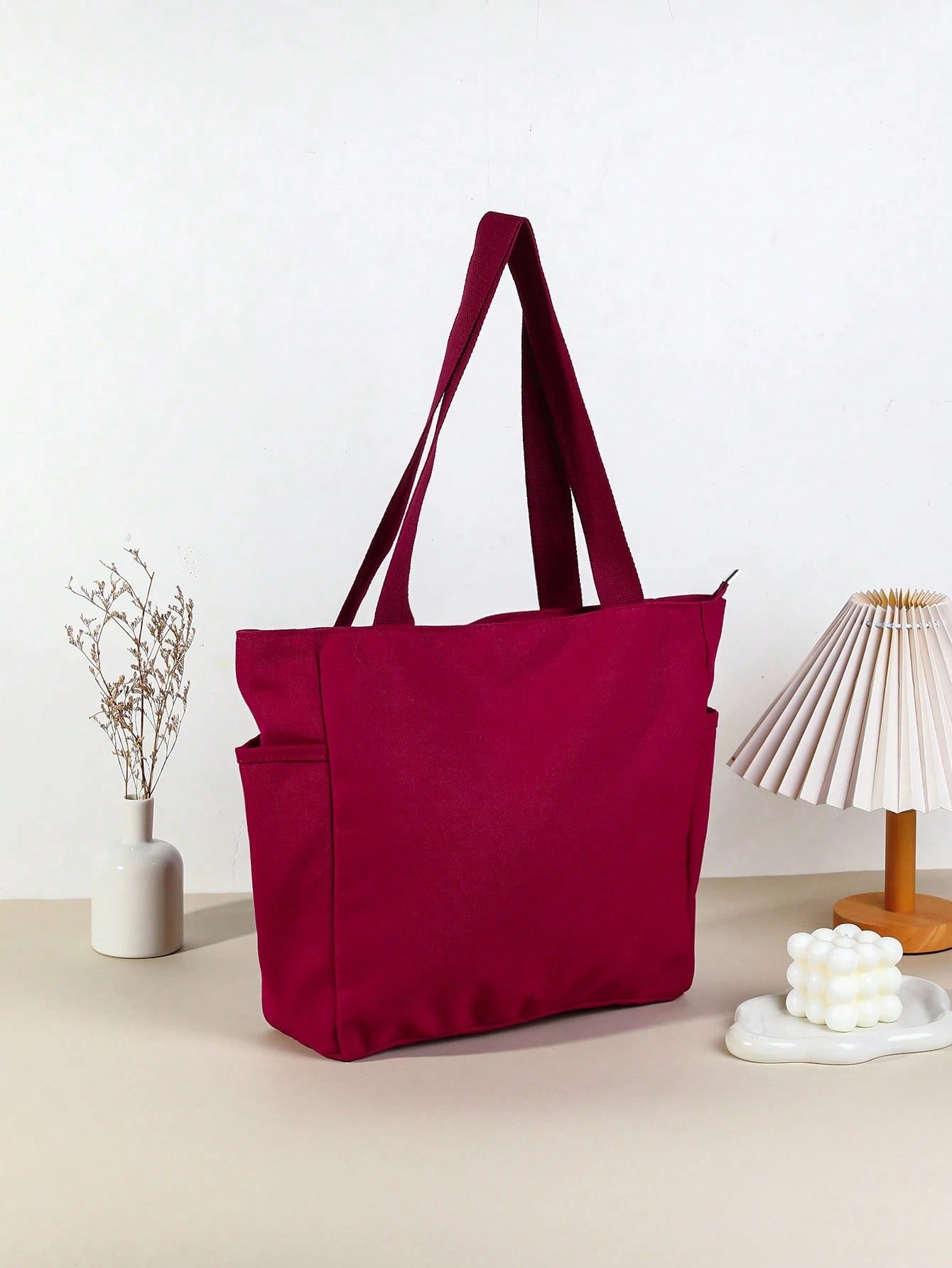 SHEIN X Milania Multi Pocket Tote Bag For Women Canvas Bag With Handle Bag Large Capacity Purse Reusable Handbag, Canvas Tote Bag, Perfect For Daily Use And Travel, Tote Bags For Students, Multiple Compartments, Perfect For Beach