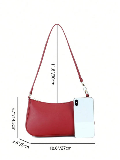 Artificial Patent Leather Minimalist Hobo Bag, Perfect For Music Festival