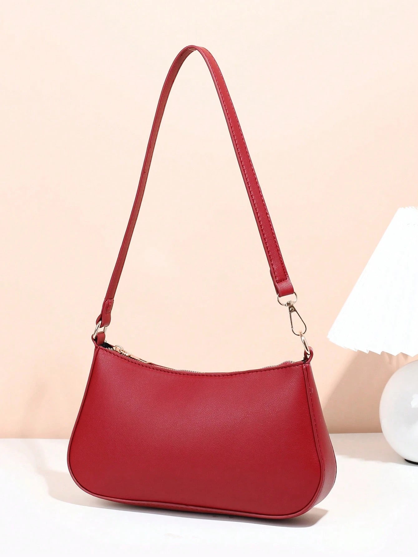 Artificial Patent Leather Minimalist Hobo Bag, Perfect For Music Festival