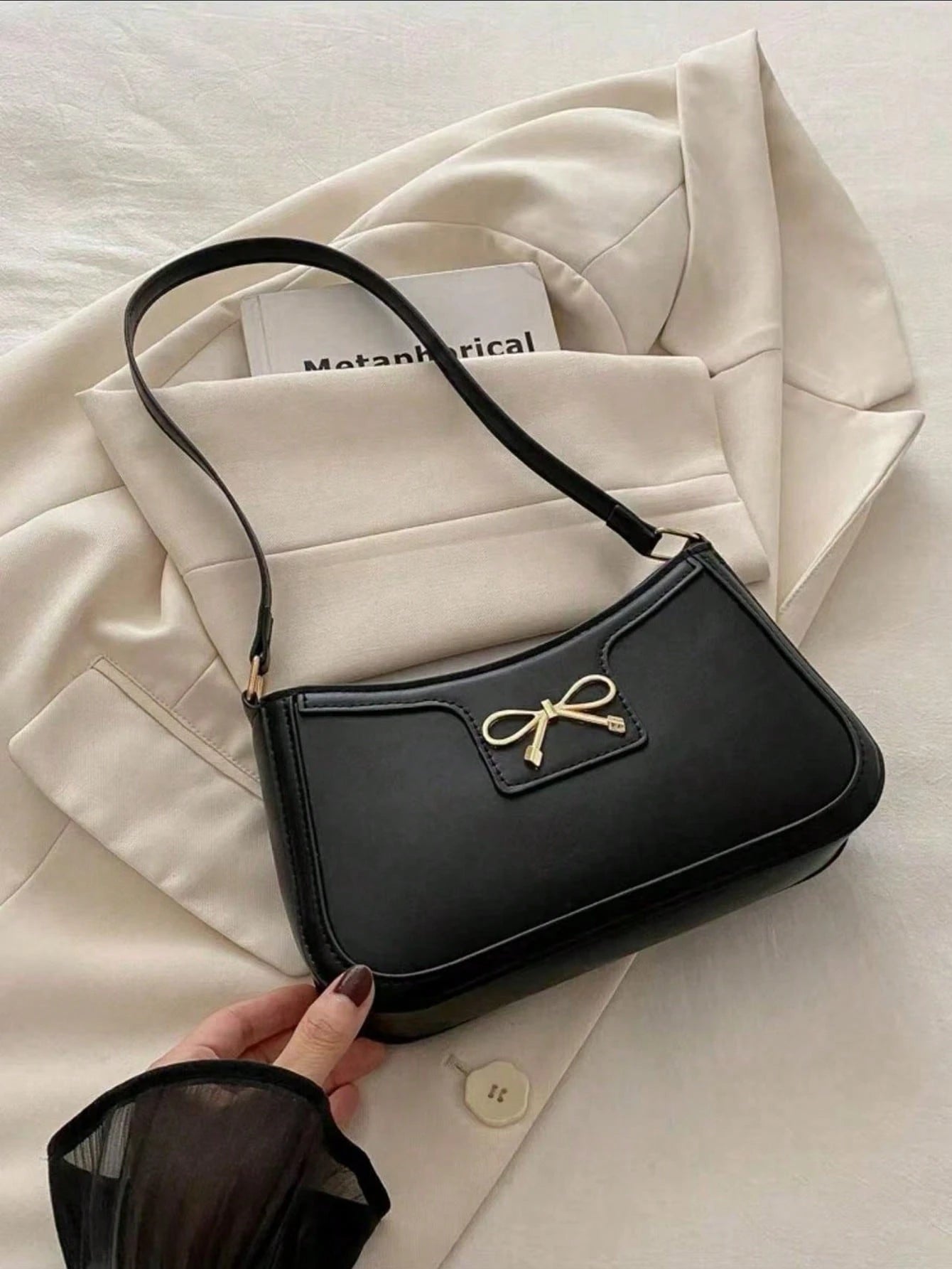 Elegant Crescent-Shaped Underarm Shoulder Bag For Women, Chic Casual Fashion, Solid Color Underarm Bag