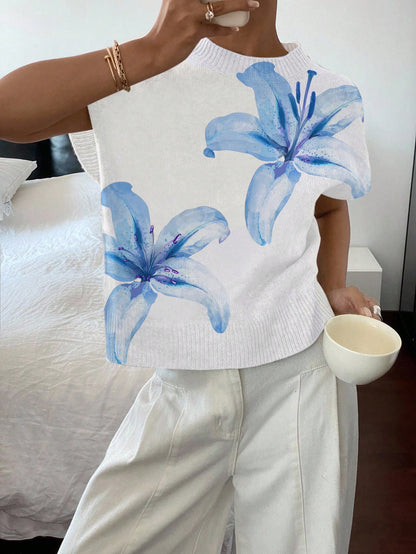 Siren Gaze Women's Casual Elegant Short Sleeve Knit Sweater, Suitable For Summer,Knitted Sweater