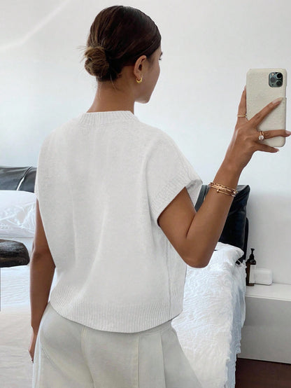 Siren Gaze Women's Casual Elegant Short Sleeve Knit Sweater, Suitable For Summer,Knitted Sweater