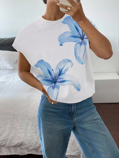 Siren Gaze Women's Casual Elegant Short Sleeve Knit Sweater, Suitable For Summer,Knitted Sweater