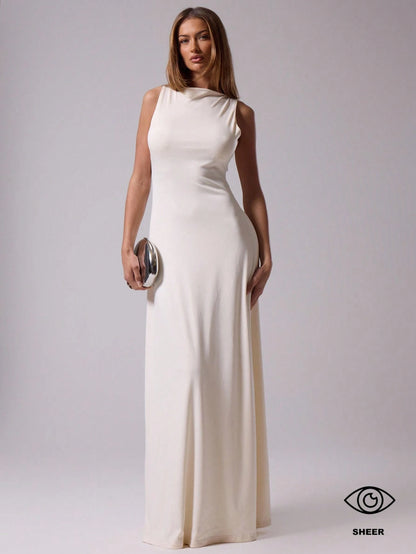 MUSERA Round Neck Drop Armhole Maxi Dress,Summer Dresses For Women Graduation Elegant Cute Sexy Vacation Boho Wedding Guest Beach Holiday Fall Wedding Guest, Elegant, Birthday, Church, Night Out Christmas, Halloween, Fall, Winter