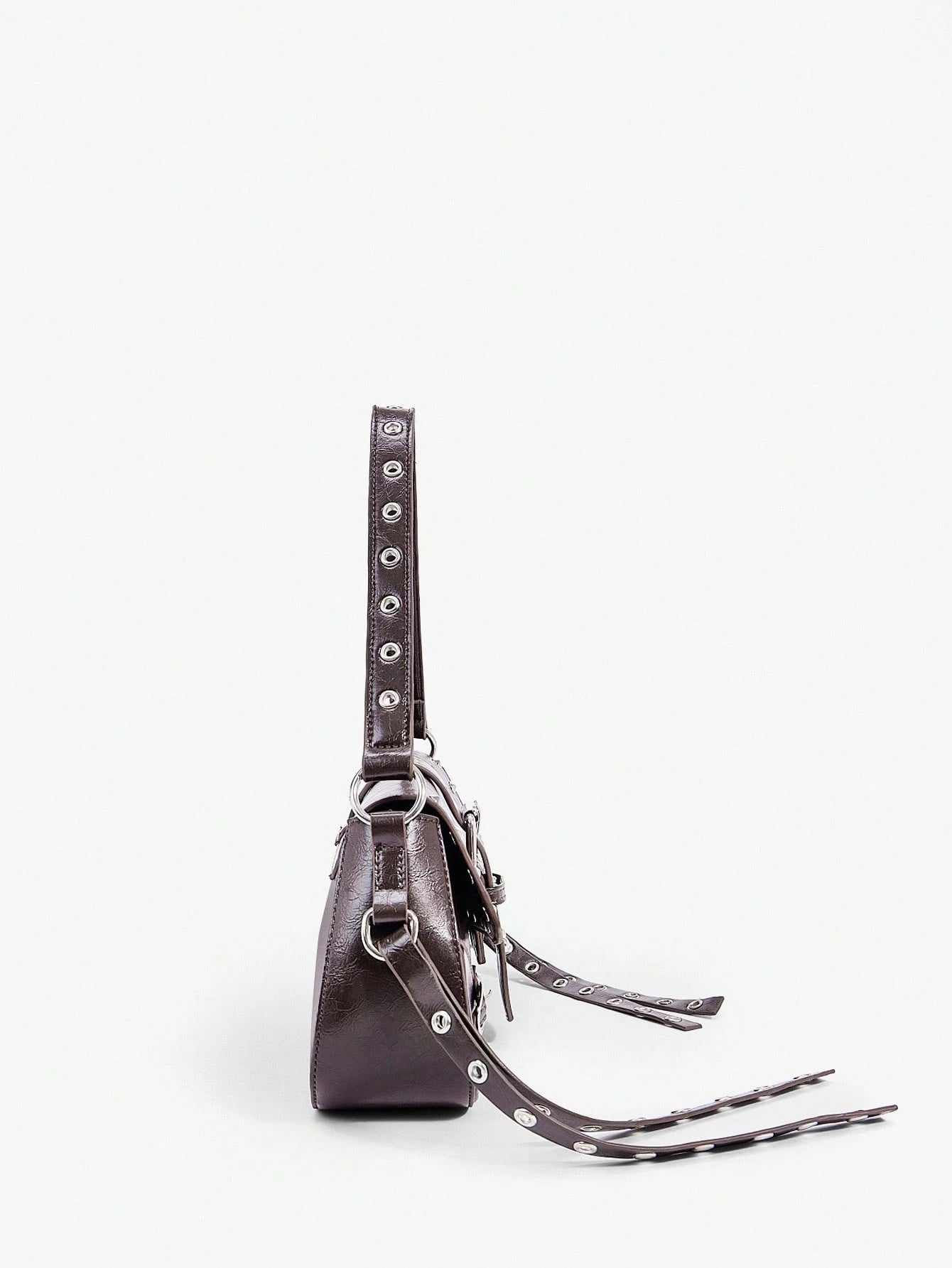 SHEIN X Lucía Bellido SHEIN SXY Fashionable Black Stud Shoulder Bag For Women, Versatile, Shopping Bag, Cool, Street Bag, Teenagers