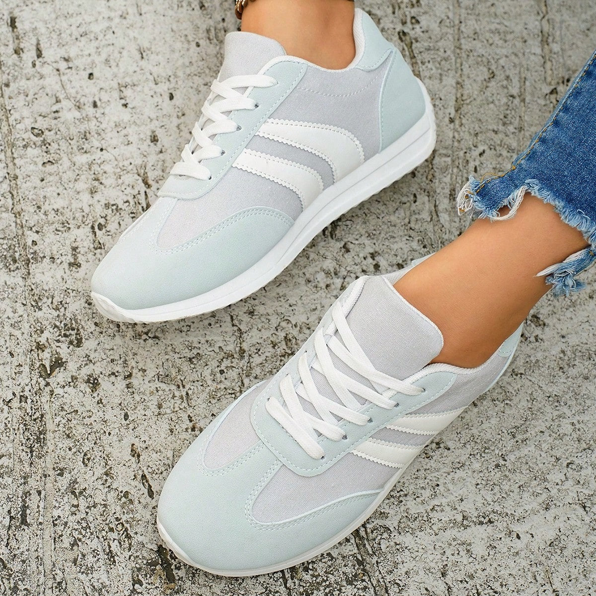 Women'S Retro Lightweight Slip-On Sneakers - White/Green & Red/White Color Options, Synthetic Cover Upper, Breathable Fabric Lining & Cushioned EVA/PVC Sole For Casual Sports & Casual Attire, Ladies Sneakers, Classic Stripe Design