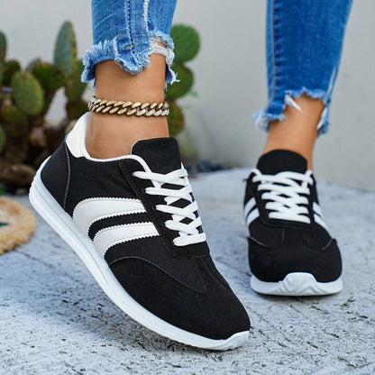 Women'S Retro Lightweight Slip-On Sneakers - White/Green & Red/White Color Options, Synthetic Cover Upper, Breathable Fabric Lining & Cushioned EVA/PVC Sole For Casual Sports & Casual Attire, Ladies Sneakers, Classic Stripe Design