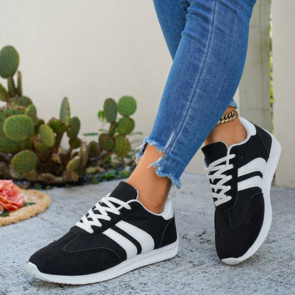 Women'S Retro Lightweight Slip-On Sneakers - White/Green & Red/White Color Options, Synthetic Cover Upper, Breathable Fabric Lining & Cushioned EVA/PVC Sole For Casual Sports & Casual Attire, Ladies Sneakers, Classic Stripe Design