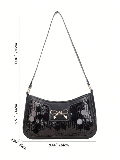 Elegant Crescent-Shaped Underarm Shoulder Bag For Women, Chic Casual Fashion, Solid Color Underarm Bag