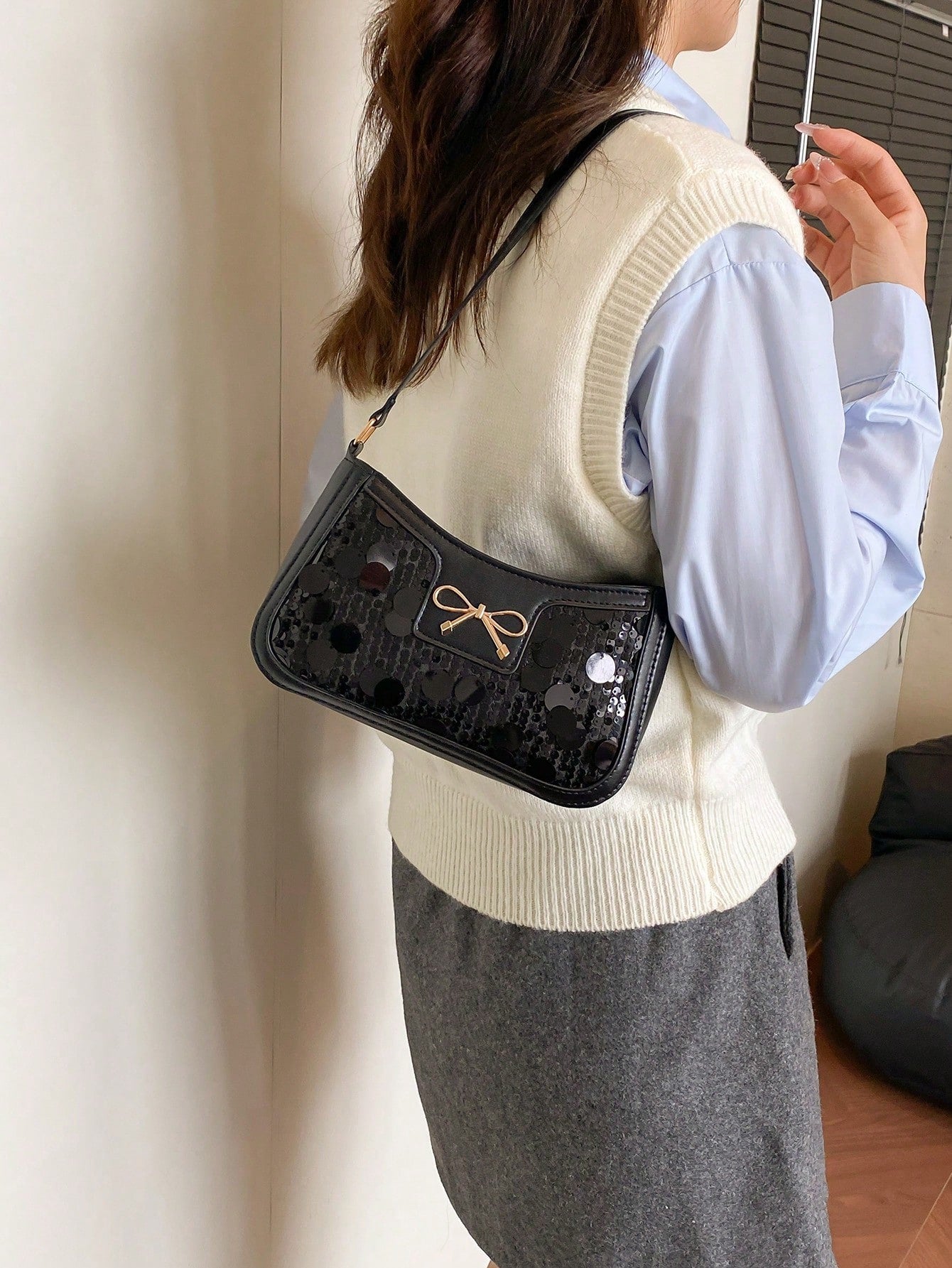 Elegant Crescent-Shaped Underarm Shoulder Bag For Women, Chic Casual Fashion, Solid Color Underarm Bag