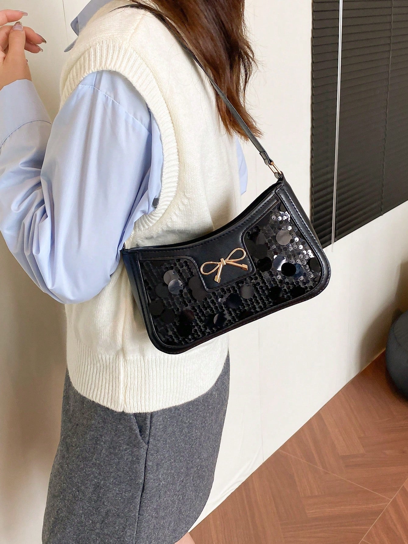 Elegant Crescent-Shaped Underarm Shoulder Bag For Women, Chic Casual Fashion, Solid Color Underarm Bag