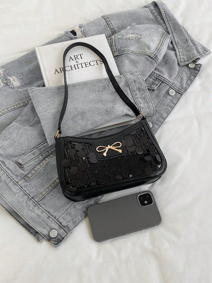 Elegant Crescent-Shaped Underarm Shoulder Bag For Women, Chic Casual Fashion, Solid Color Underarm Bag