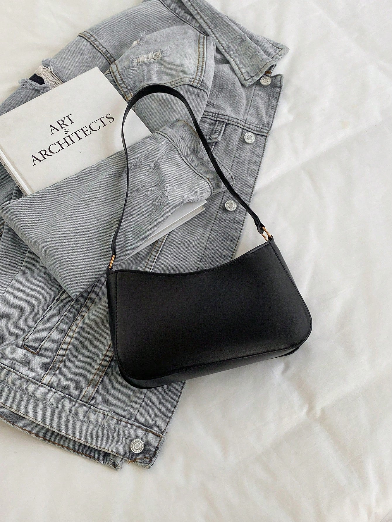 Elegant Crescent-Shaped Underarm Shoulder Bag For Women, Chic Casual Fashion, Solid Color Underarm Bag