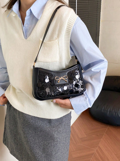 Elegant Crescent-Shaped Underarm Shoulder Bag For Women, Chic Casual Fashion, Solid Color Underarm Bag