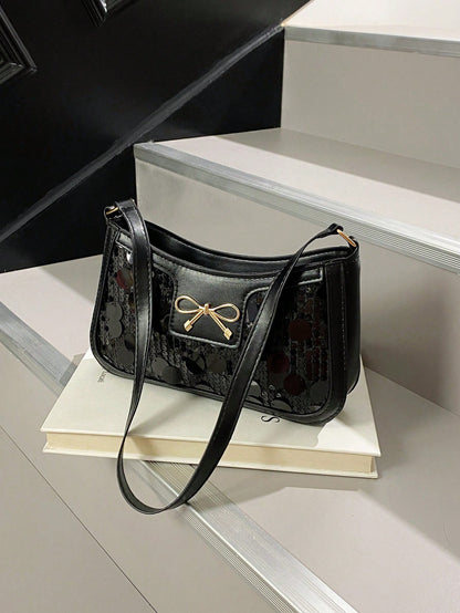 Elegant Crescent-Shaped Underarm Shoulder Bag For Women, Chic Casual Fashion, Solid Color Underarm Bag